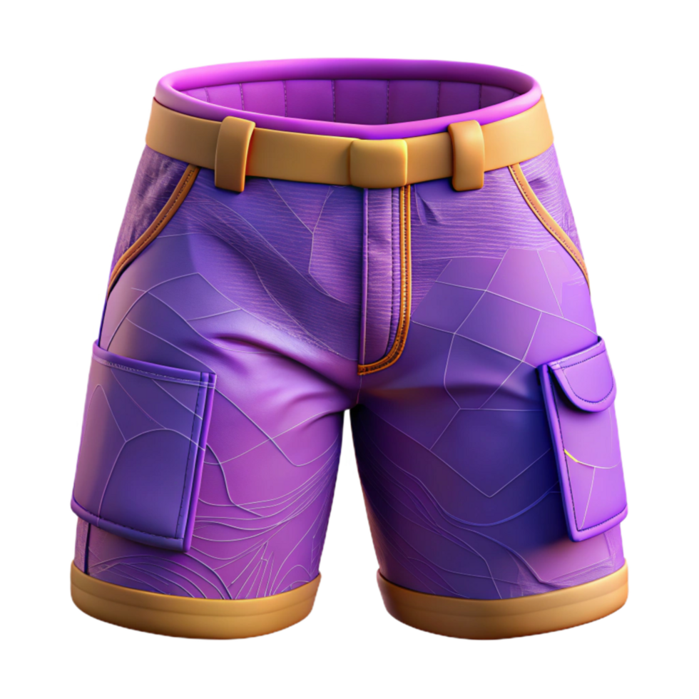 stunning artistic Purple Hiking Shorts Front View Isolated exclusive png