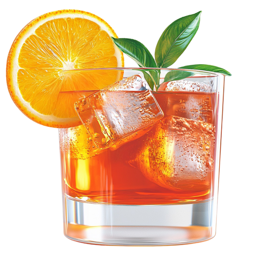 Reing orange cocktail garnished mint leaves png