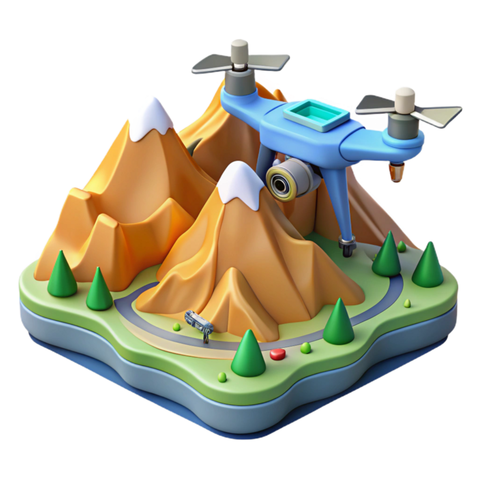 vibrant traditional Quadcopter Capturing Mountain Landscape Cutout detailed png