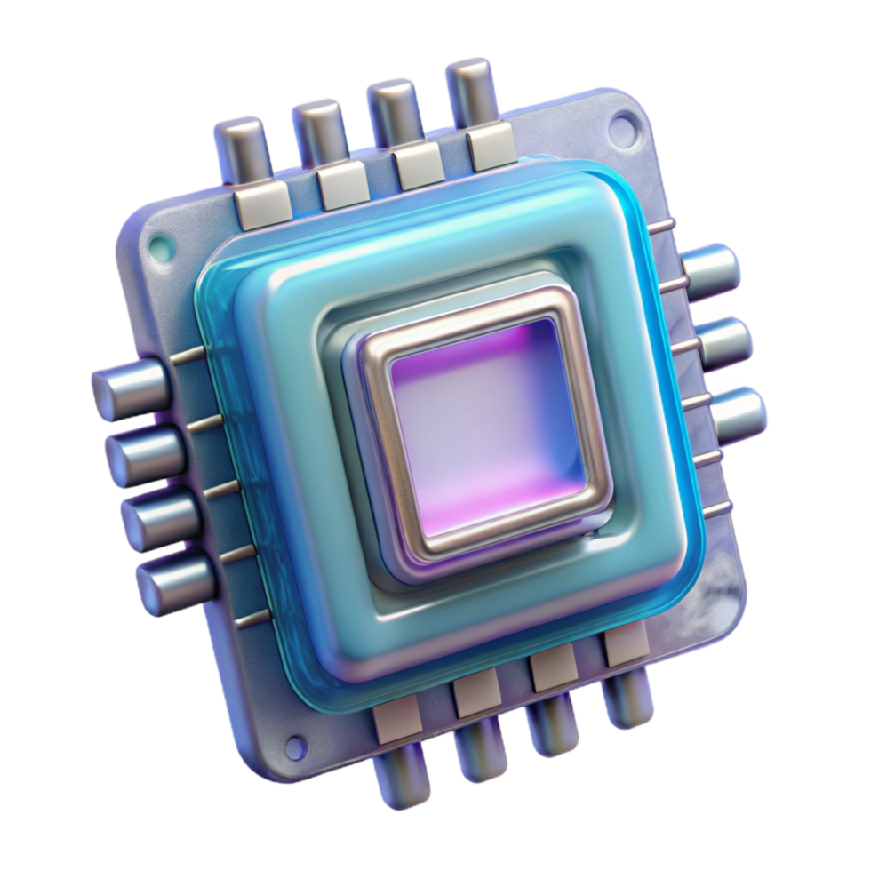 impressive modern Quantum Computer Processor Close Up Transparent Element authentic png