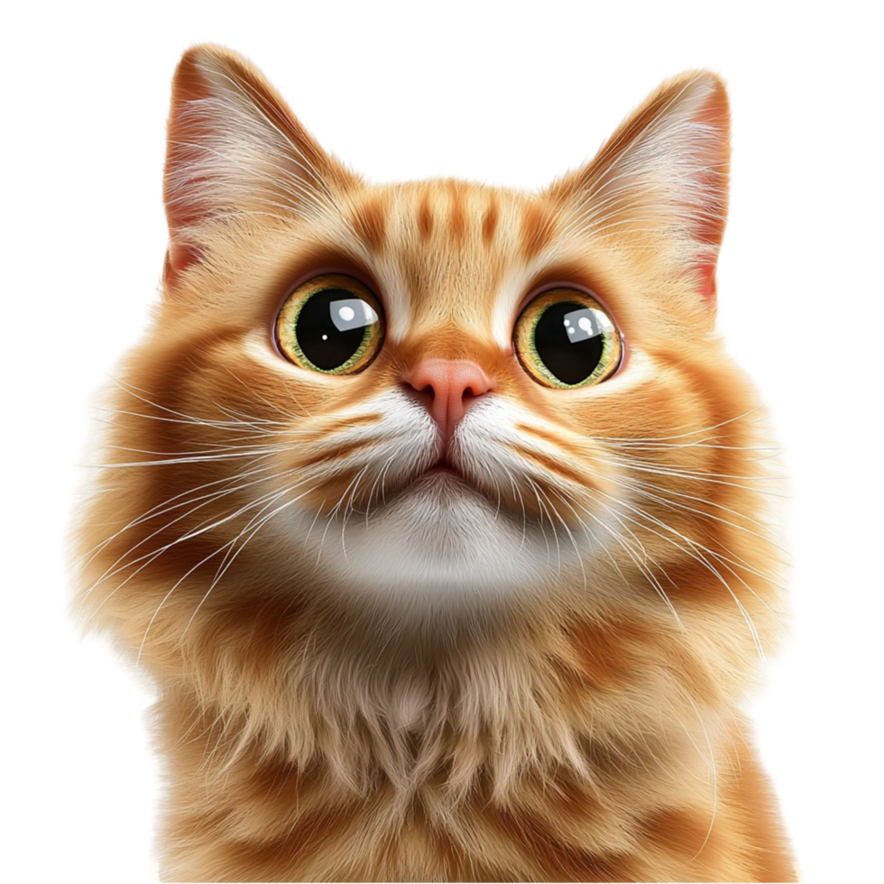 Adorable orange tabby cat wide curious eyes png