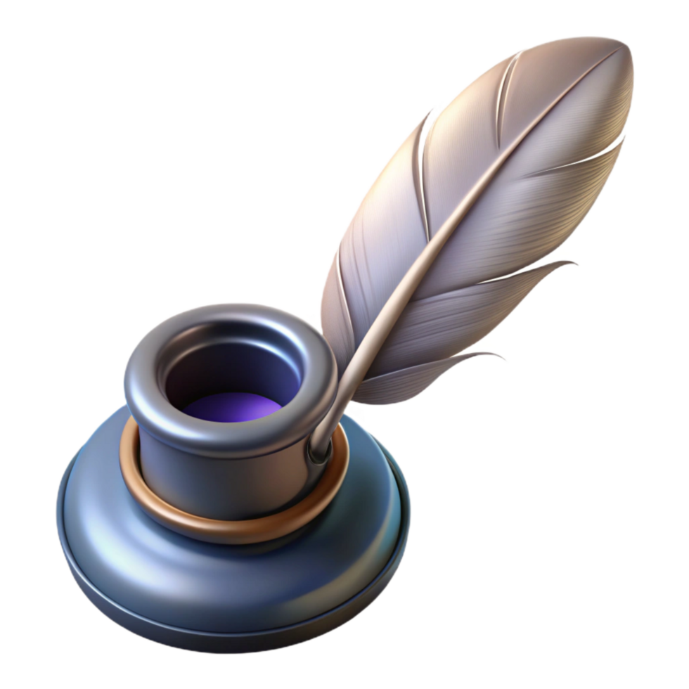 magnificent traditional Quill and Inkwell Transparent Background png