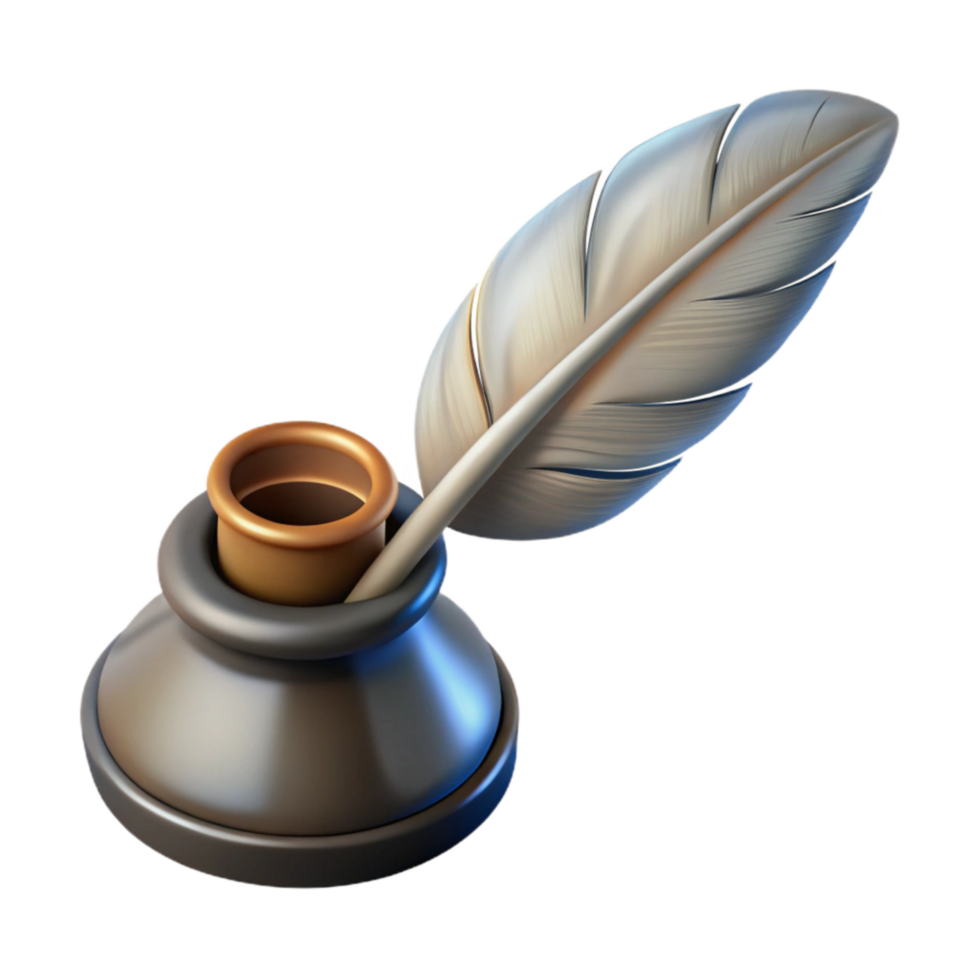 vibrant rustic Quill and Inkwell Transparent Background high resolution png