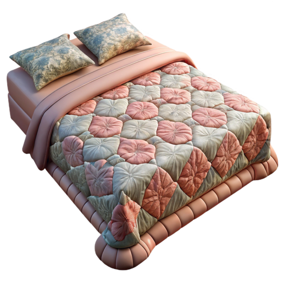 beautiful rustic Quilted Bedspread Floral Pattern Cutout with Soft Colors high resolution png