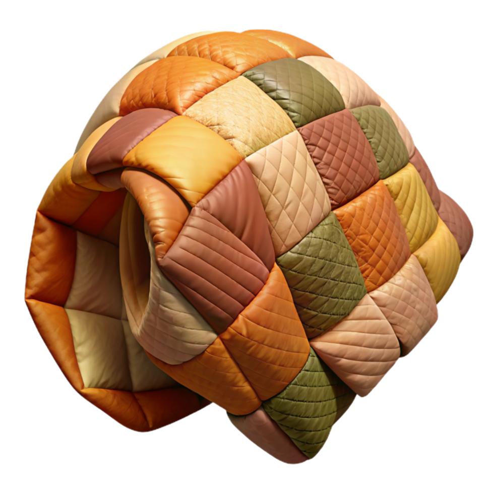 vibrant rustic Quilted Blanket Patchwork Design with Warm Colors premium png