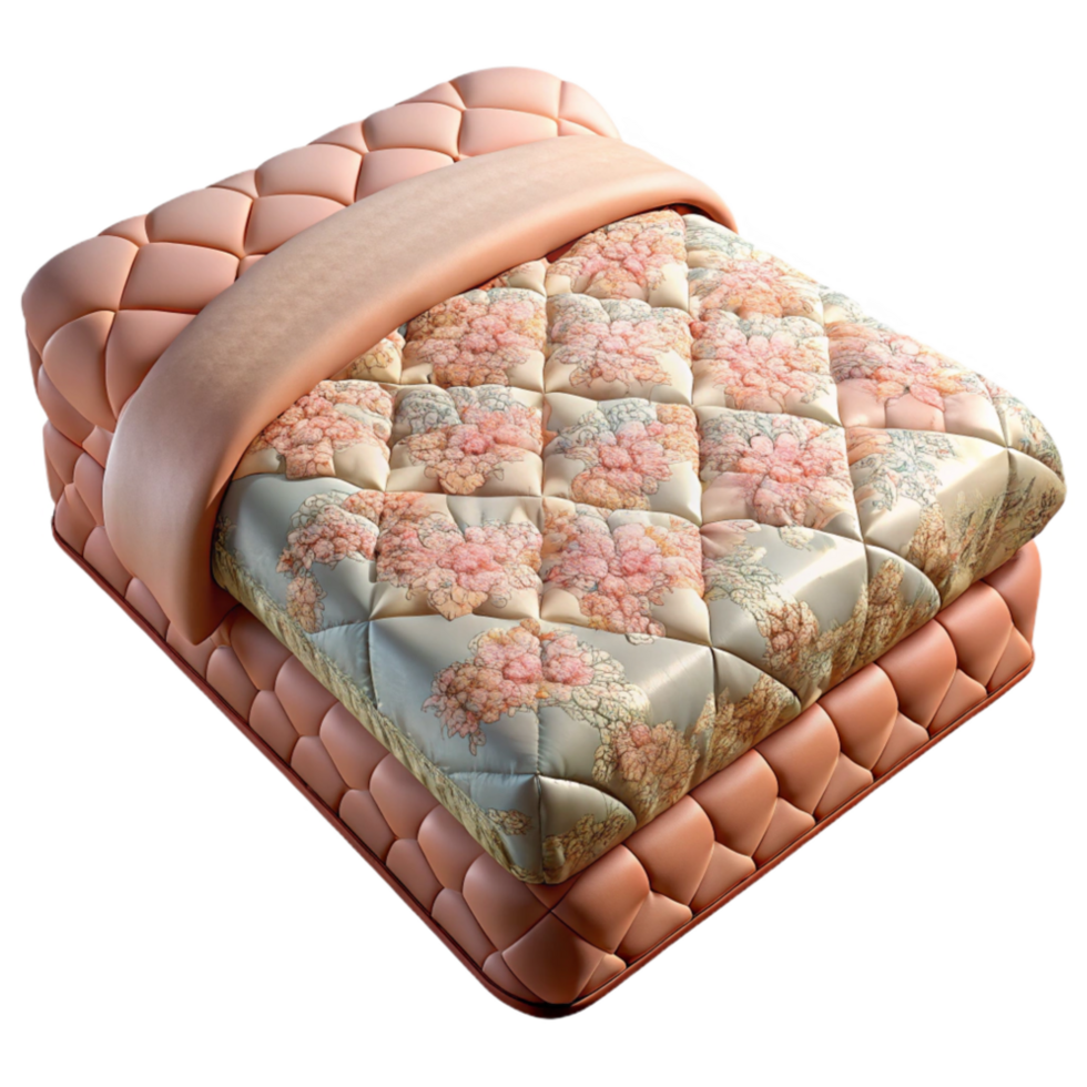 stunning vintage Quilted Bedspread Floral Pattern Cutout with Soft Colors authentic png