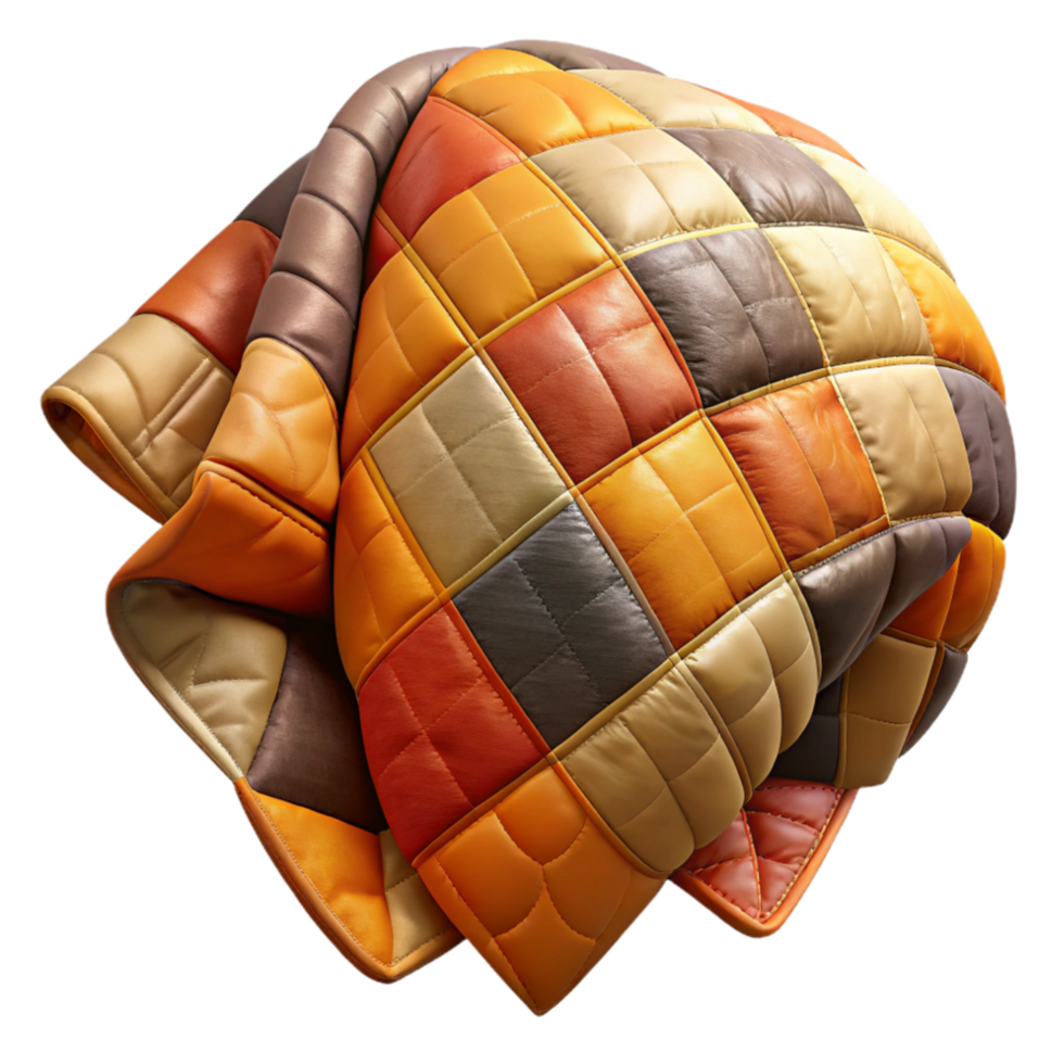 magnificent minimalist Quilted Blanket Patchwork Design with Warm Colors premium png
