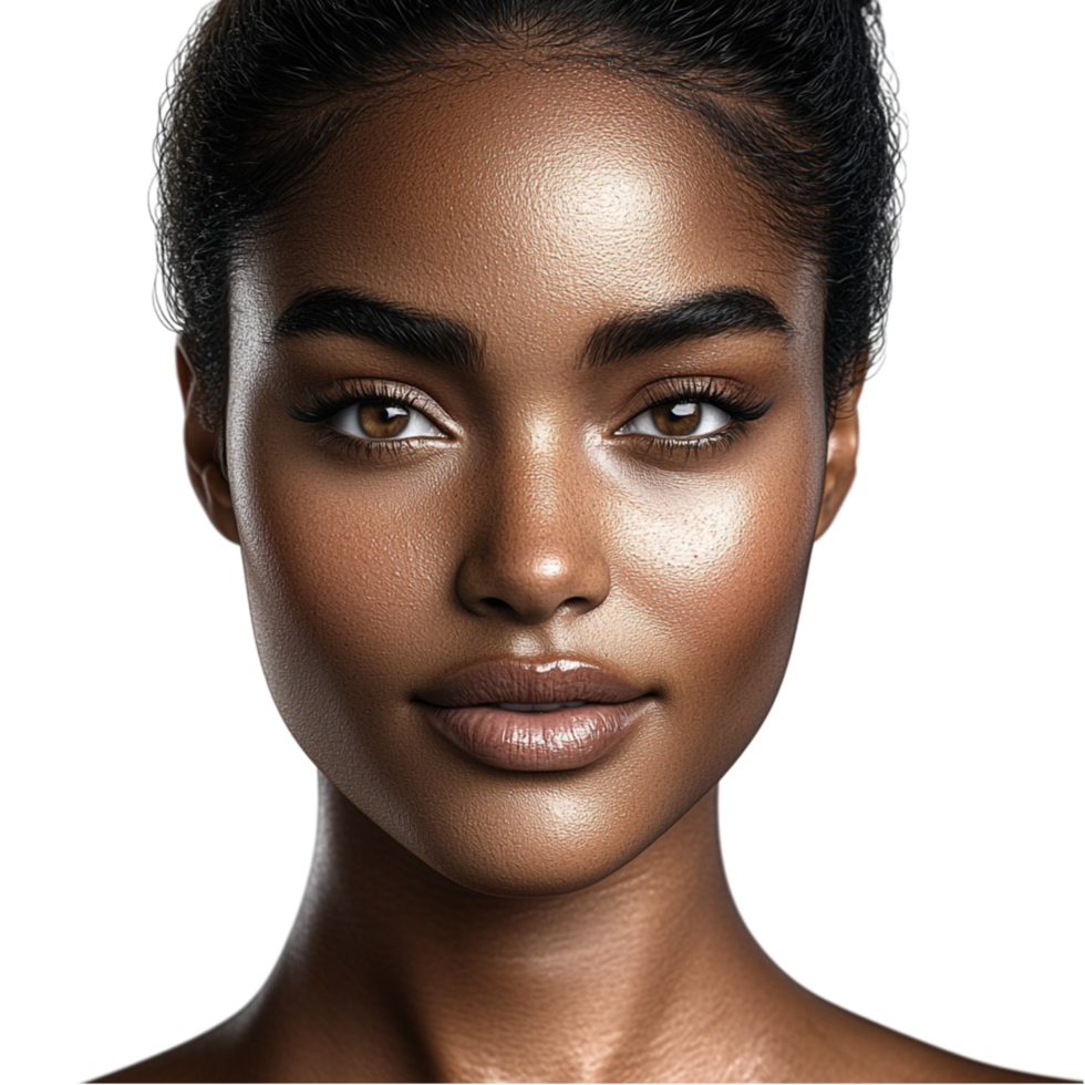 Portrait of a woman radiant skin confident expression png