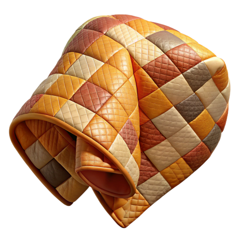 wonderful rustic Quilted Blanket Patchwork Design with Warm Colors premium png