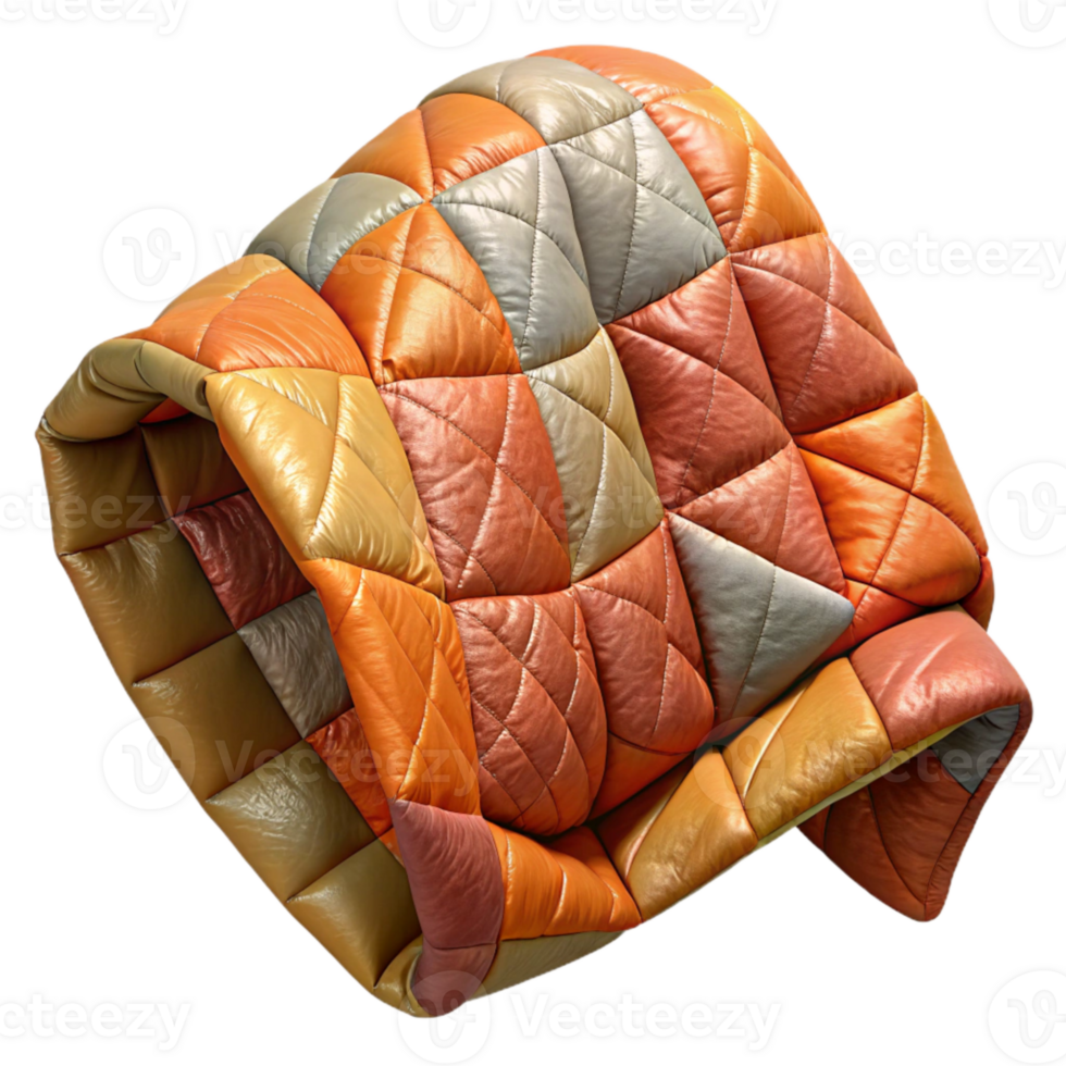 wonderful creative Quilted Patchwork Blanket Warm Colors Isolated premium png