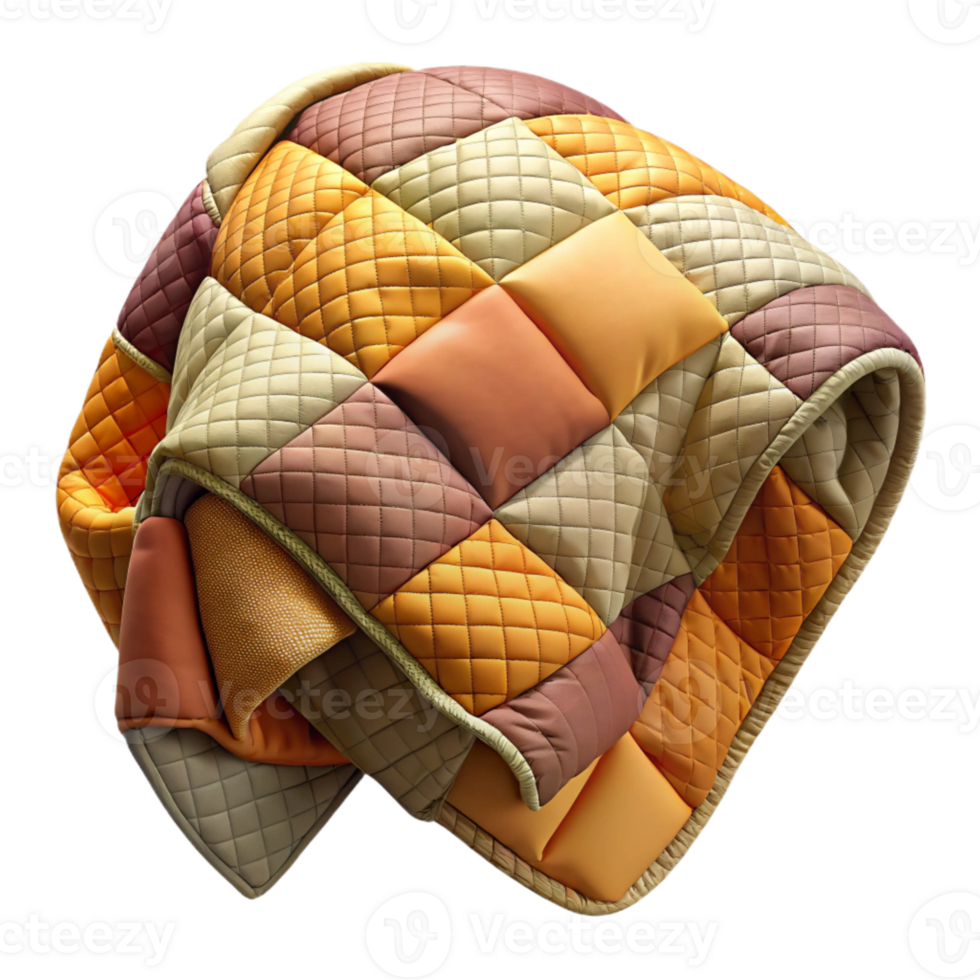 extraordinary contemporary Quilted Patchwork Blanket Warm Colors Isolated authentic png