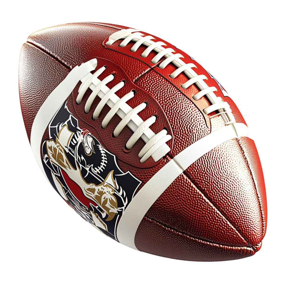 Football detailed stitching logo on a textured surface png