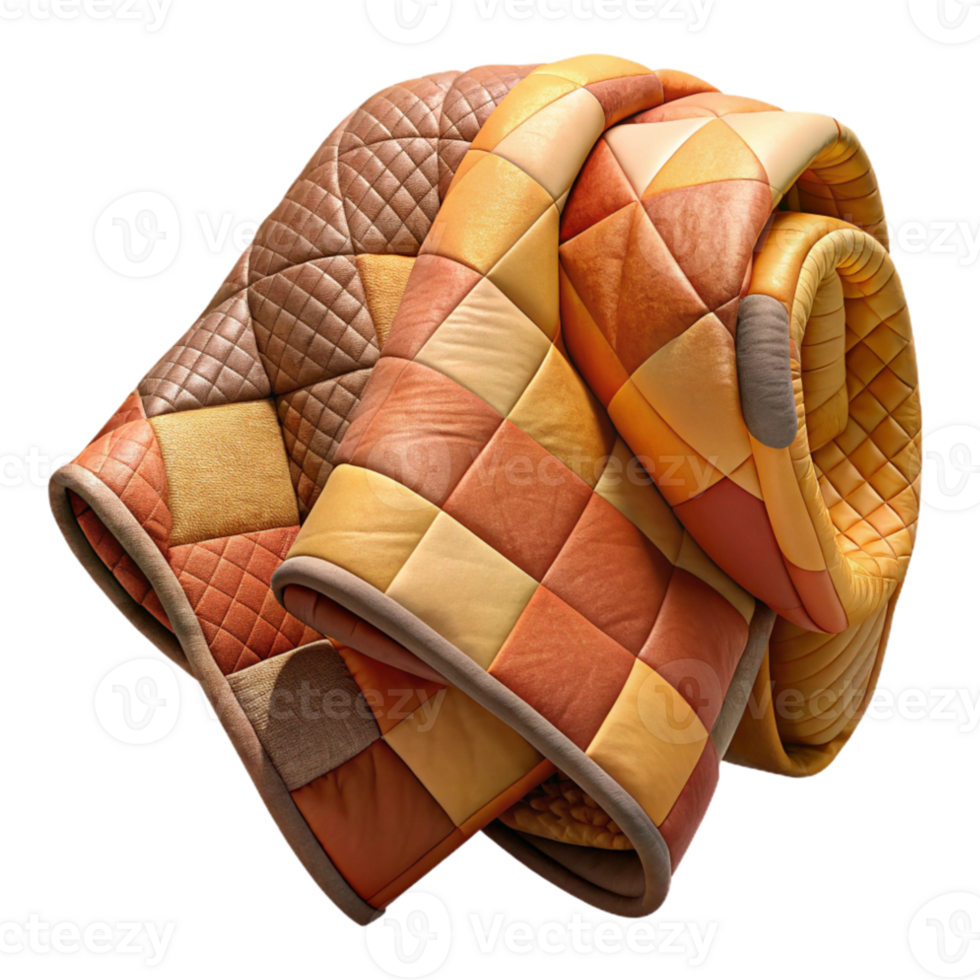 extraordinary creative Quilted Throw Blanket Patchwork Design Cutout with Warm Colors authentic png