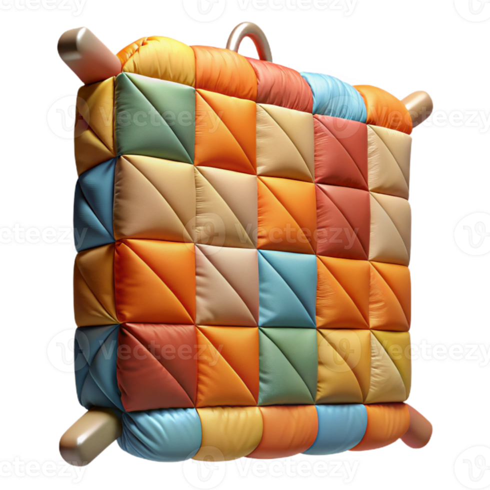 impressive vintage Quilted Wall Hanging Abstract Design with Bright Colors detailed png