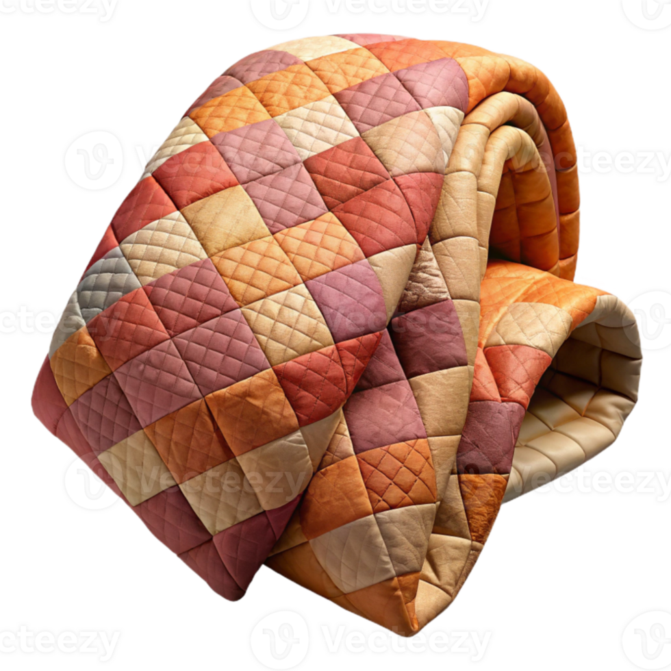stunning minimalist Quilted Throw Blanket Patchwork Design Cutout with Warm Colors exclusive png