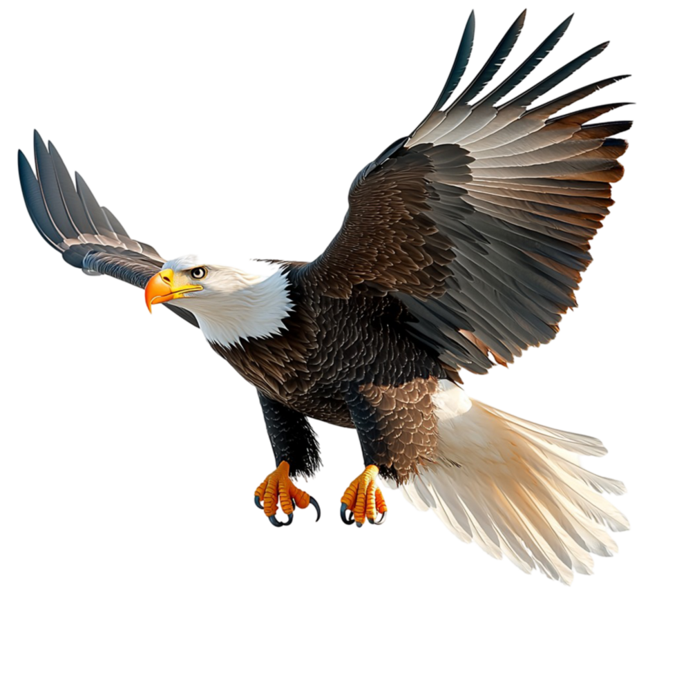 Bald eagle spread wings soaring gracefully in the sky png