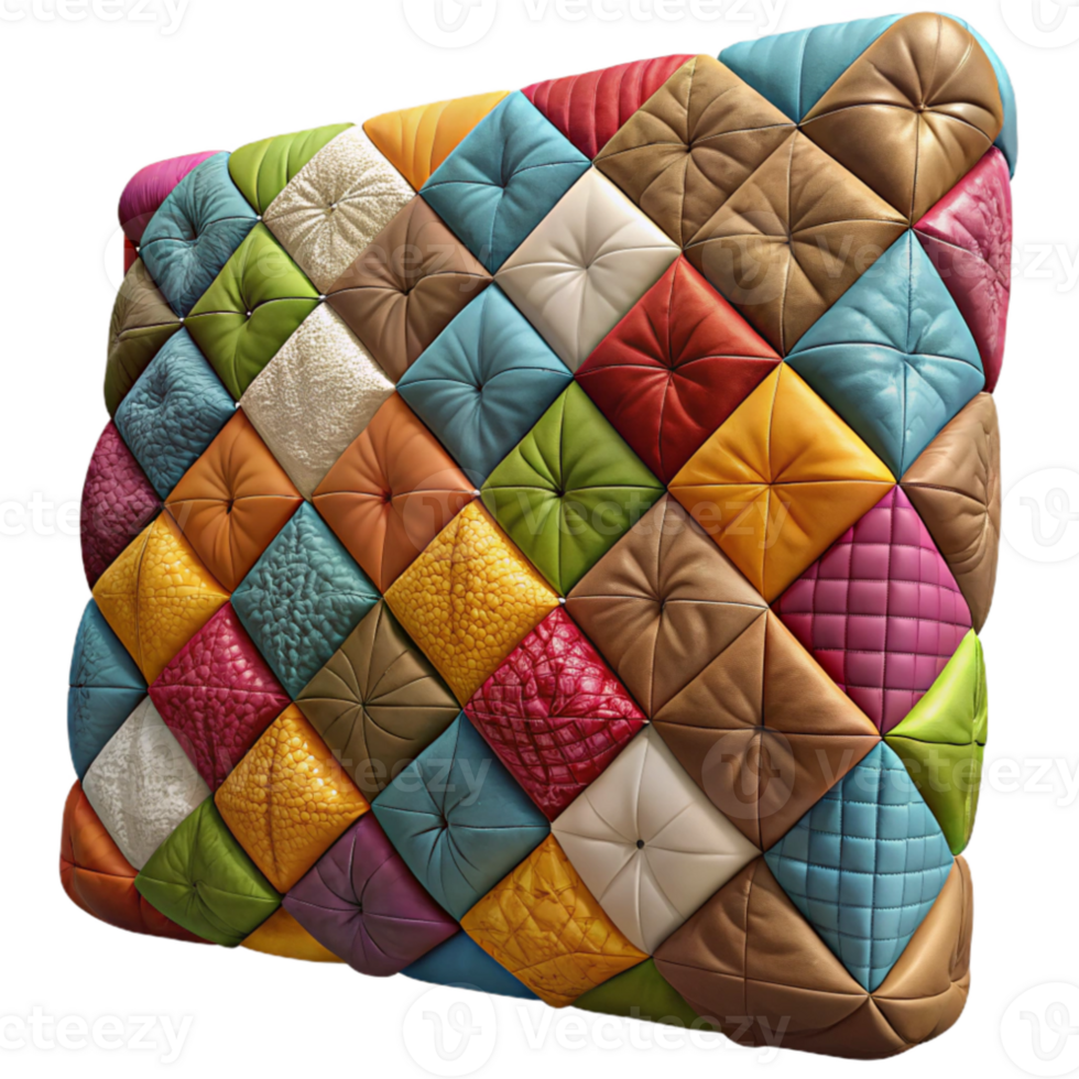 serene modern Quilted Wall Hanging Patchwork Design with Bright Colors high resolution png
