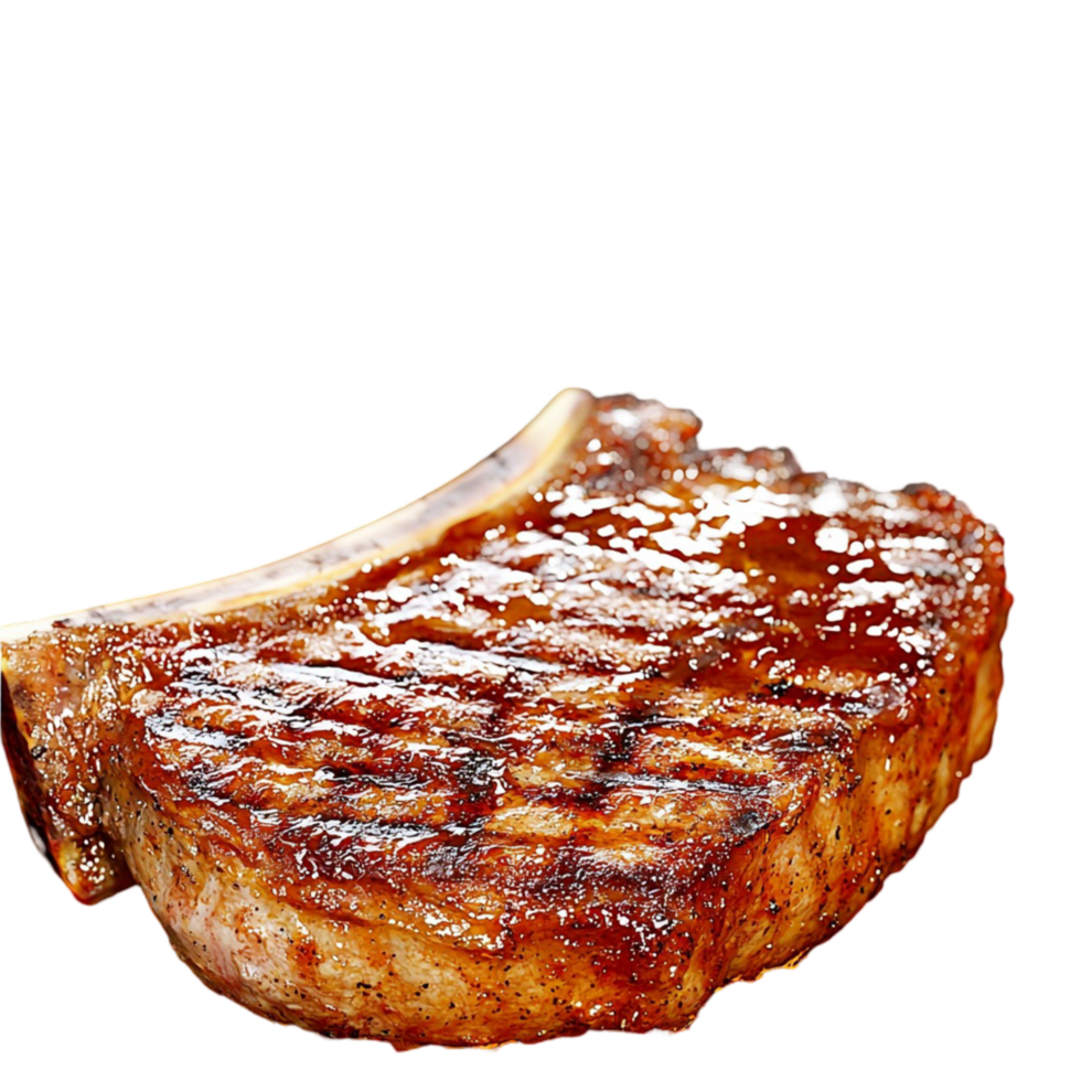 Juicy grilled steak charred edges a shiny glaze png