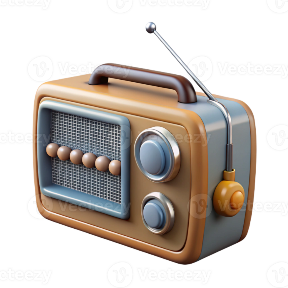 extraordinary traditional Radio Vintage Style with Knobs and Antenna Isolated Cutout Transparent Background professional png