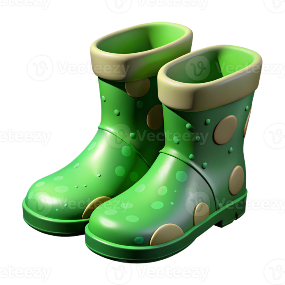wonderful artistic Rain Boots Green Transparent Background png