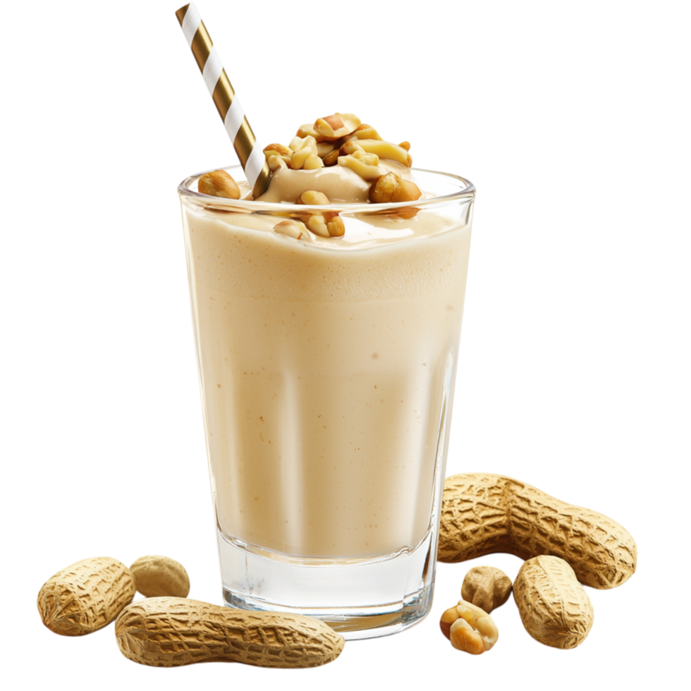 Peanut butter milkshake whole peanuts a straw png