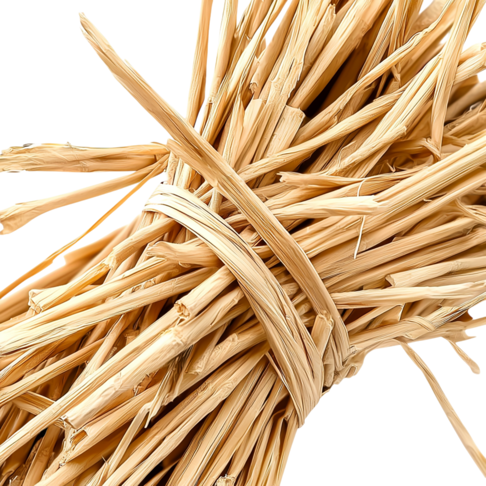 Bundle of straw tied together in a rustic presentation png