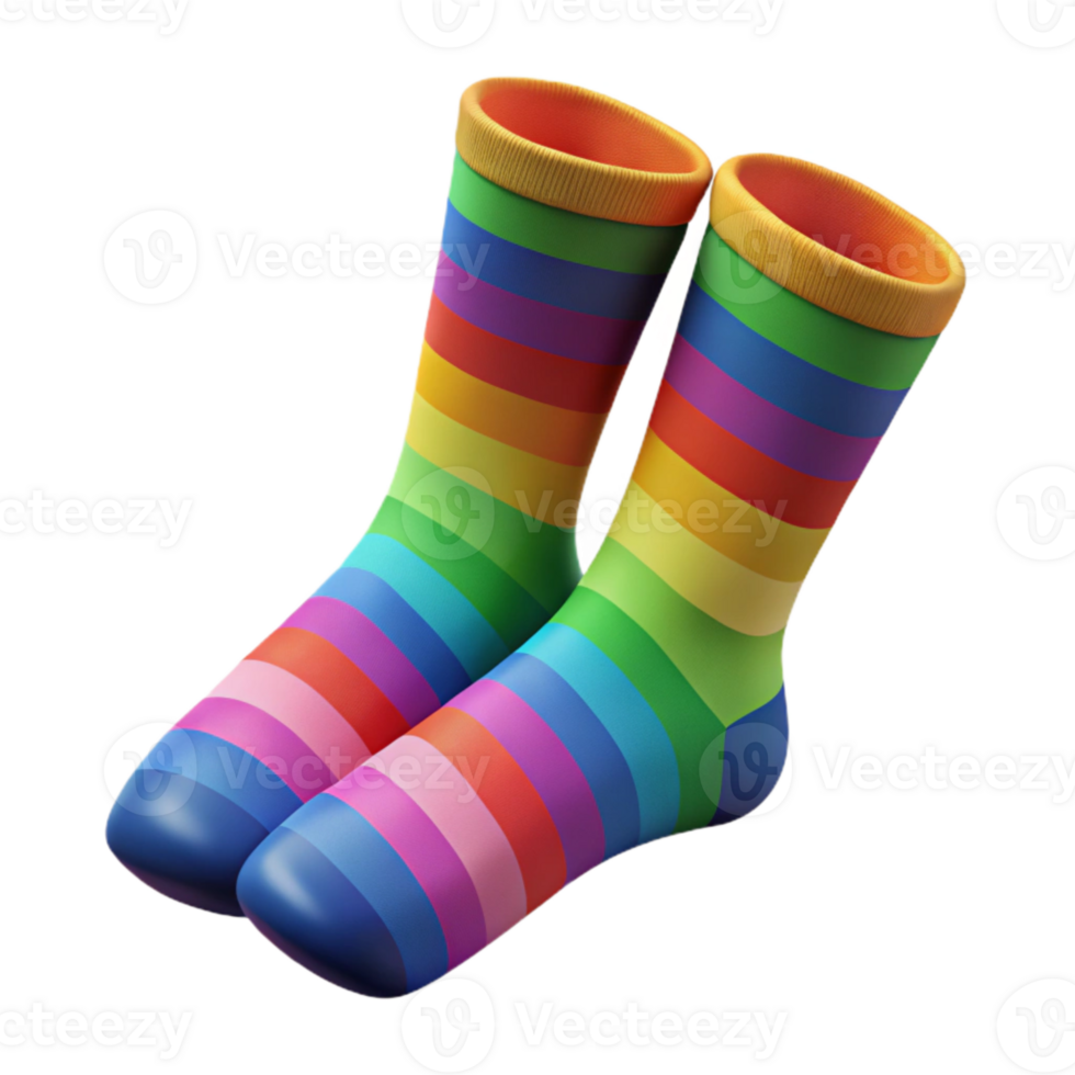 magnificent vintage Rainbow Stripe Socks Knee High Cutout Transparent Background authentic png