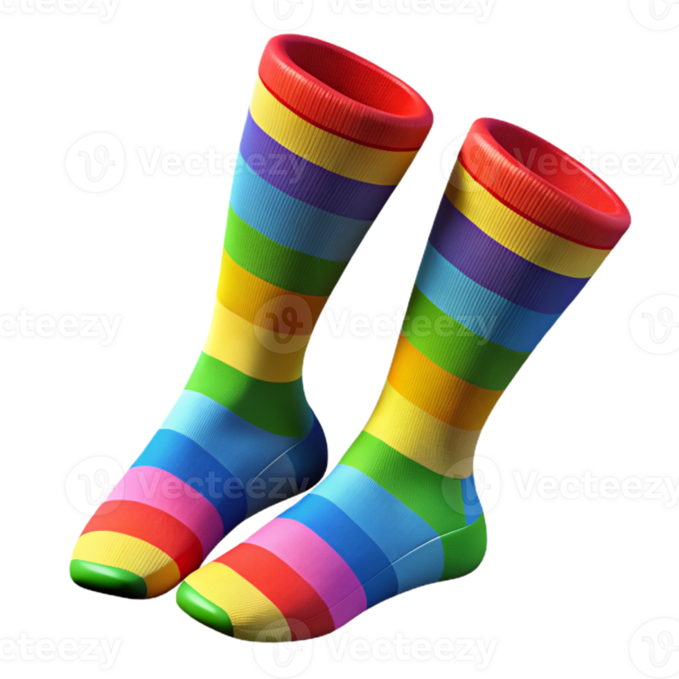 beautiful creative Rainbow Stripe Socks Knee High Cutout Transparent Background original png