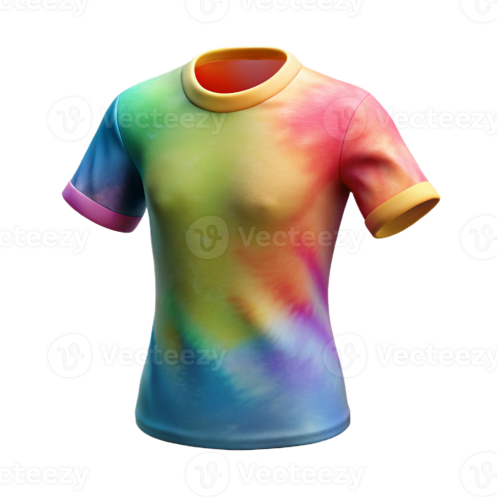 extraordinary artistic Rainbow Tie Dye T Shirt Isolated Flatlay original png