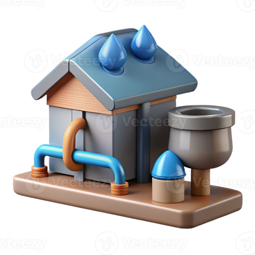 dramatic rustic Rainwater Harvesting System Diagram Cutout authentic png