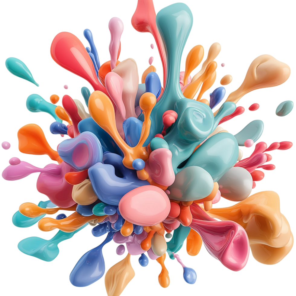 Splashes of colorful bursting in a dynamic display png