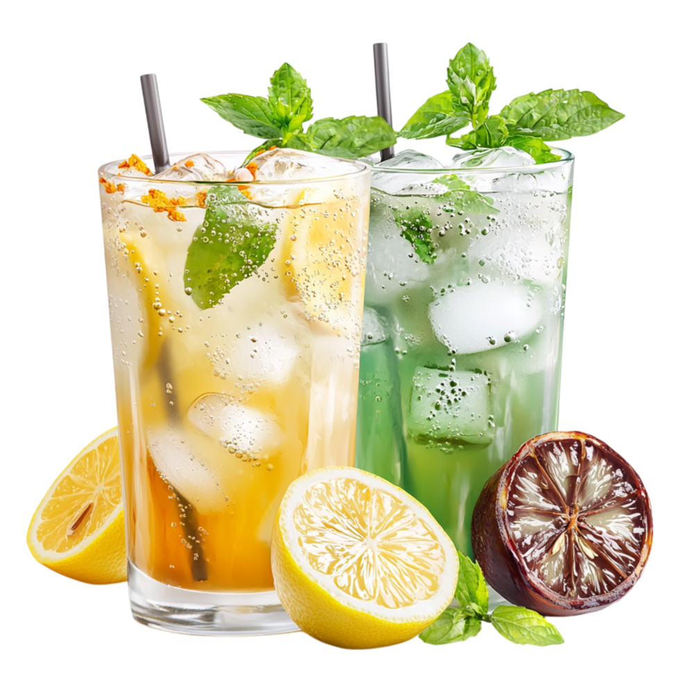 Reing citrus mint cocktail ice lemon slices png
