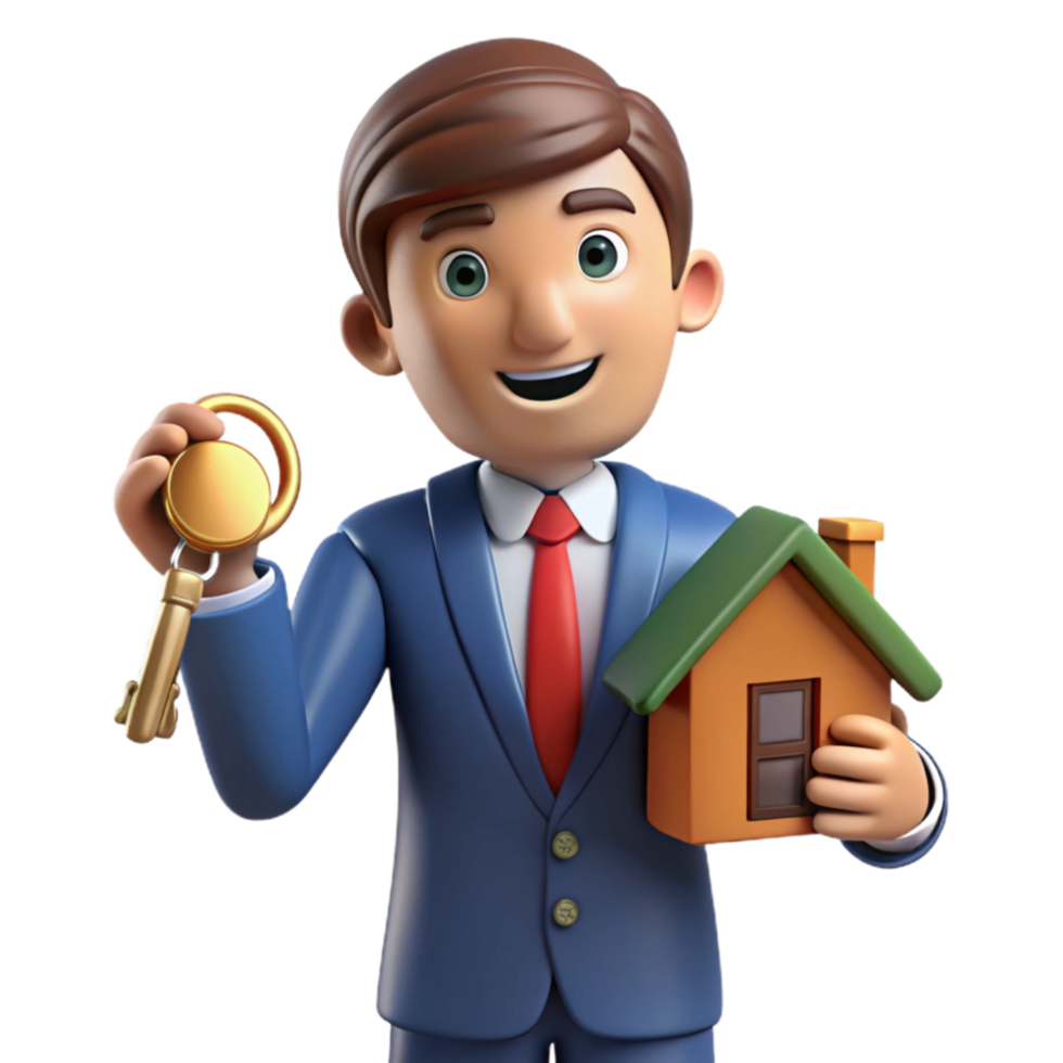beautiful traditional Real Estate Agent with House Keys Cutout Element png