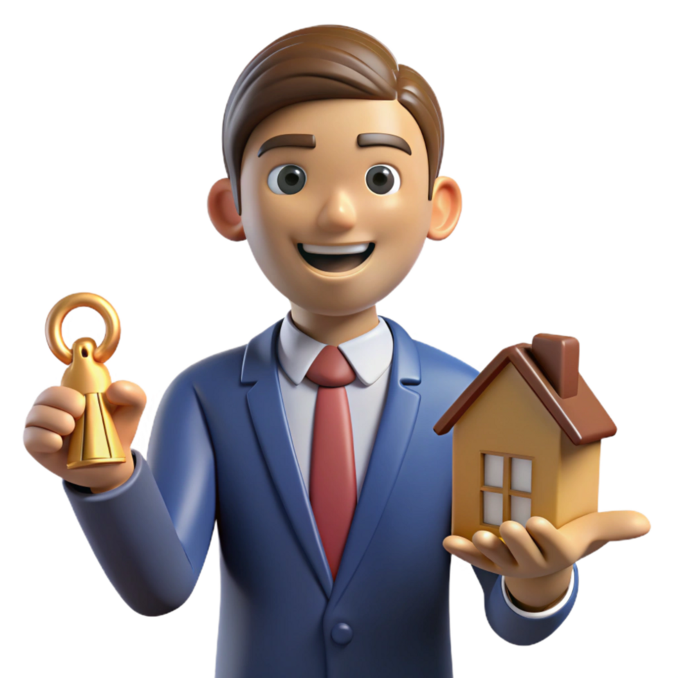 stunning creative Real Estate Agent with House Keys Cutout Element detailed png