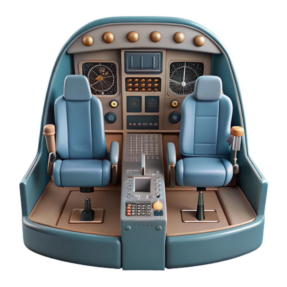 dramatic creative Realistic Airplane Cockpit Interior Transparent Background exclusive png