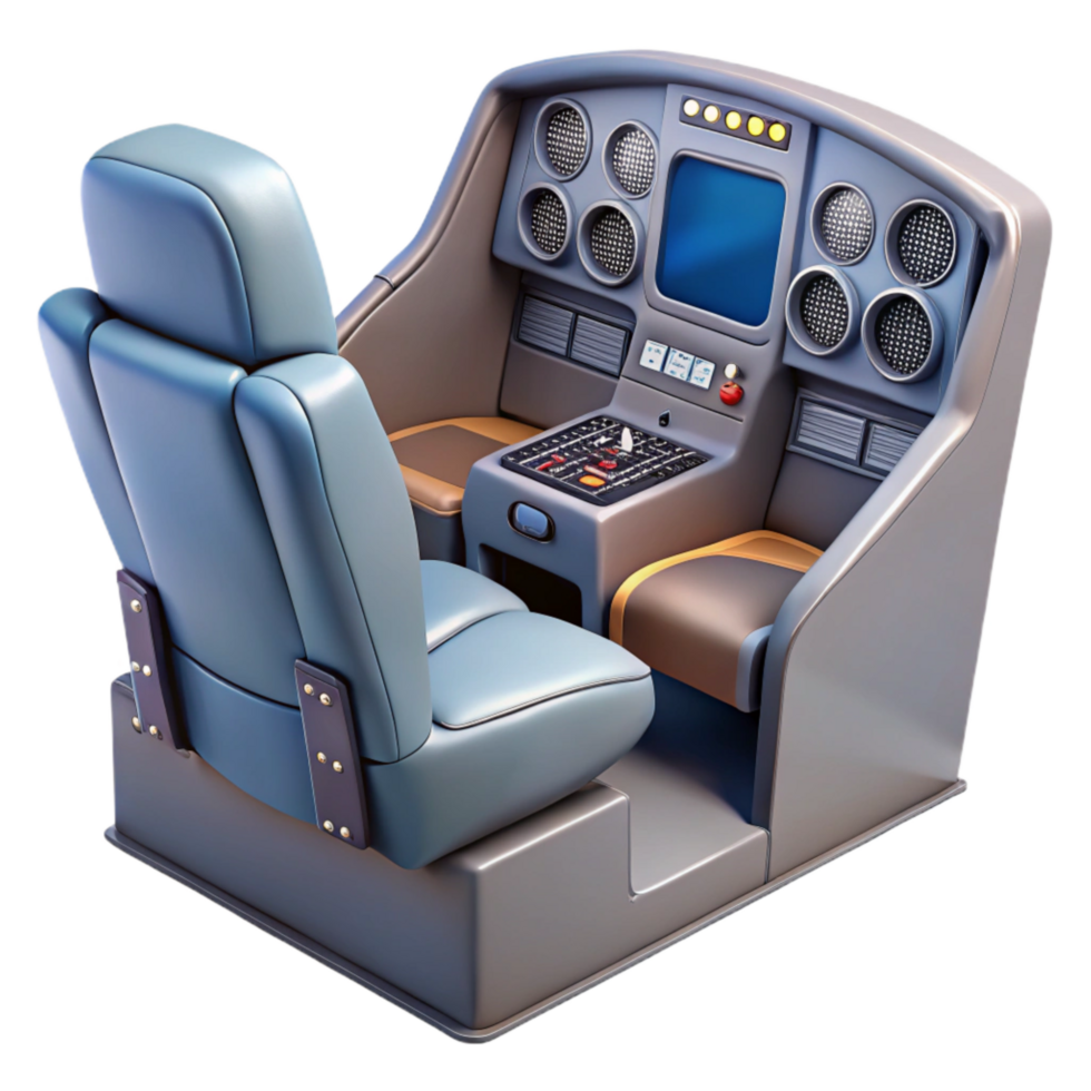 serene minimalist Realistic Airplane Cockpit Interior Transparent Background premium png