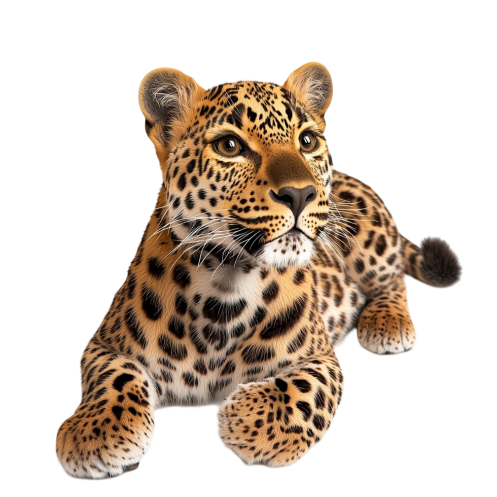 Cute baby leopard cub spots lying on the ground png