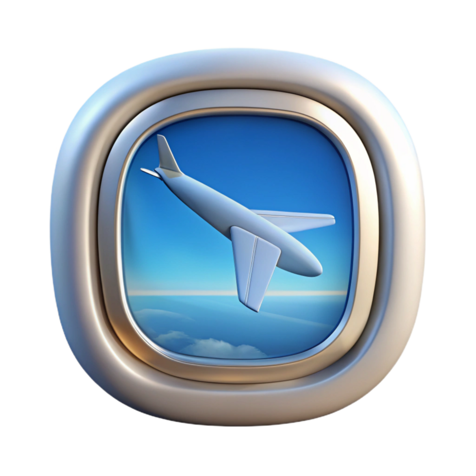 elegant abstract Realistic Airplane Window View Isolated high resolution png