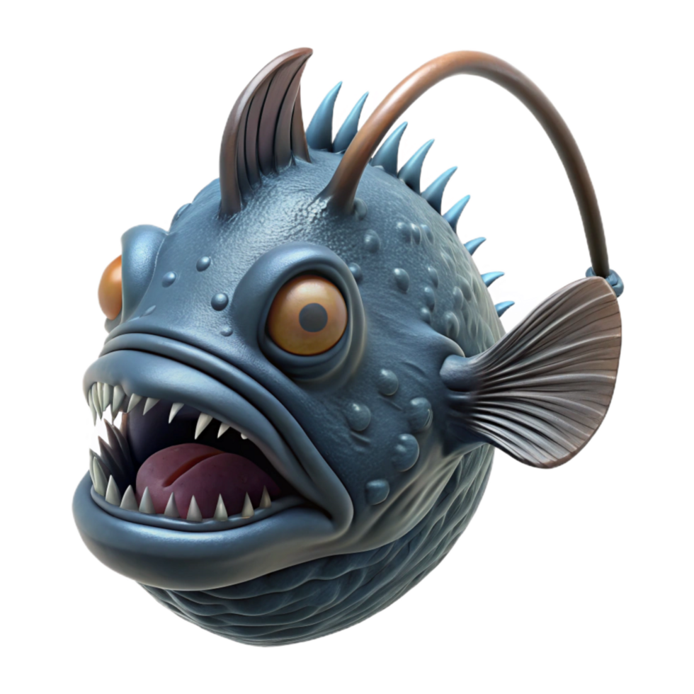dramatic minimalist Realistic Anglerfish Cutout Isolated high quality png