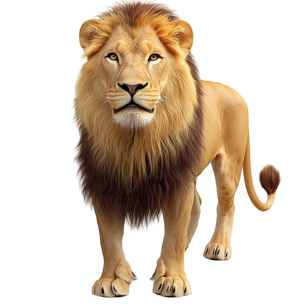 Majestic lion sting a confident regal posture png