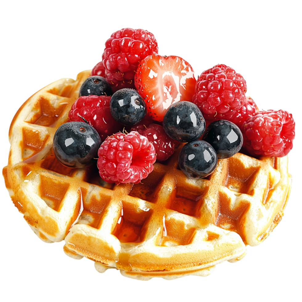 Waffles topped berries powdered sugar png