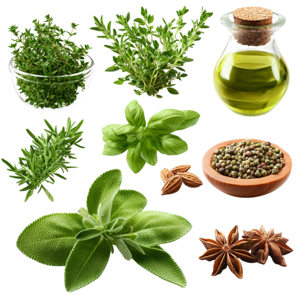 green herbs spices a bottle of olive oil png