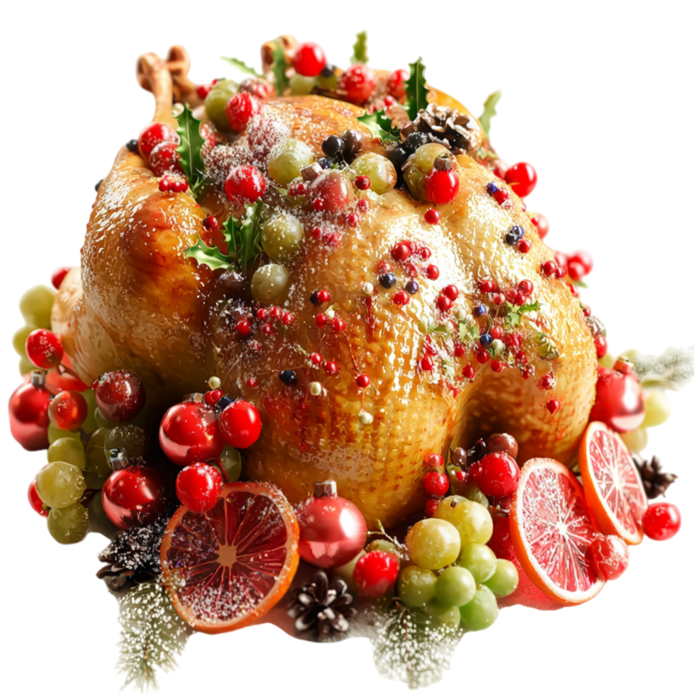 roasted turkey garnished fruits vibrant herbs png