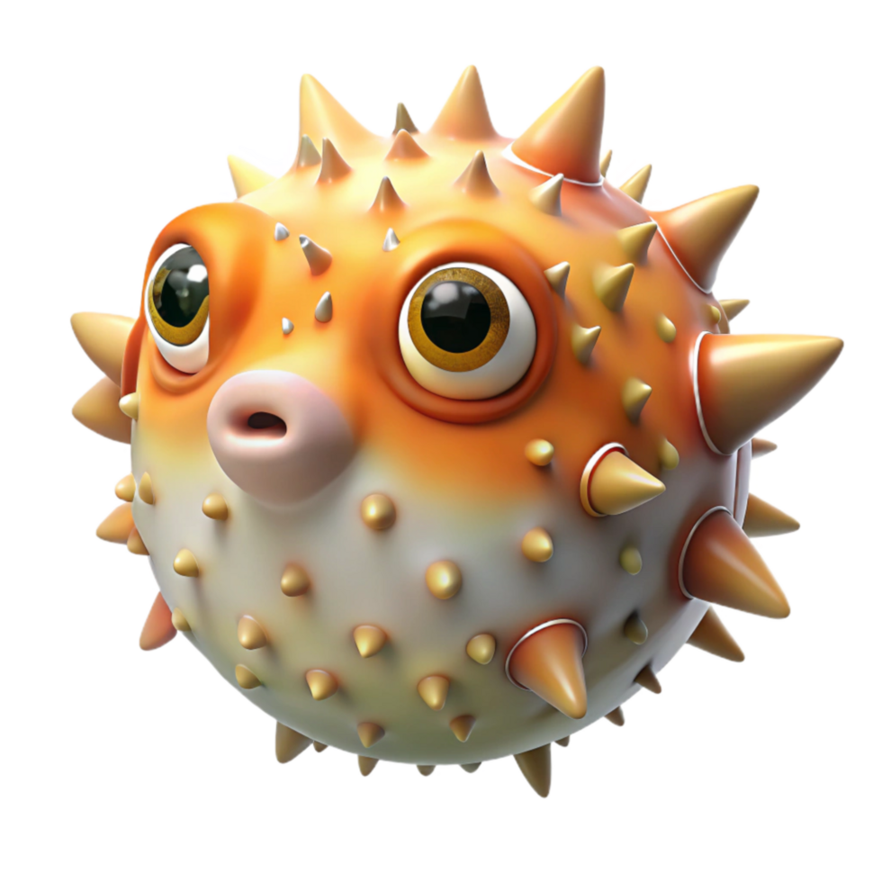 magnificent contemporary Realistic Pufferfish with Transparent Background detailed png