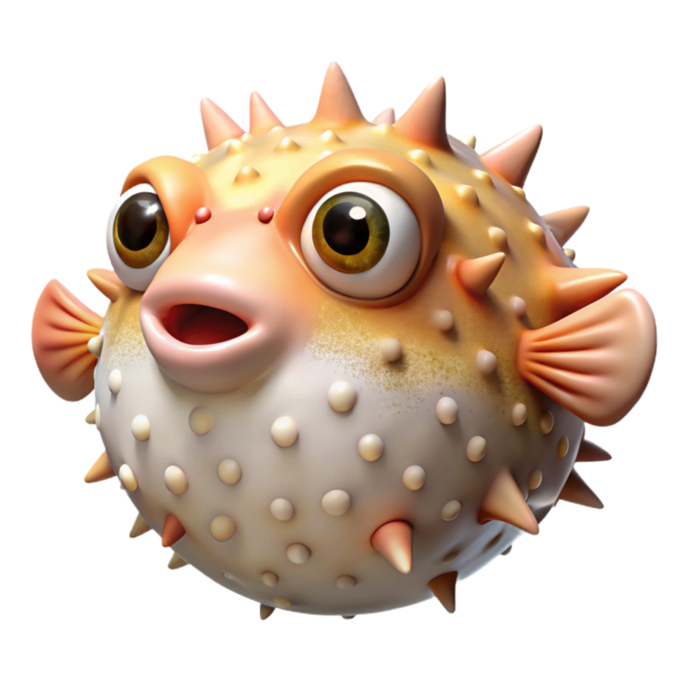 stunning minimalist Realistic Pufferfish with Transparent Background high quality png