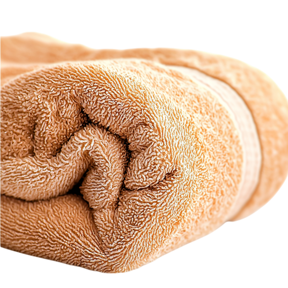 brown towel neatly rolled a cozy texture png