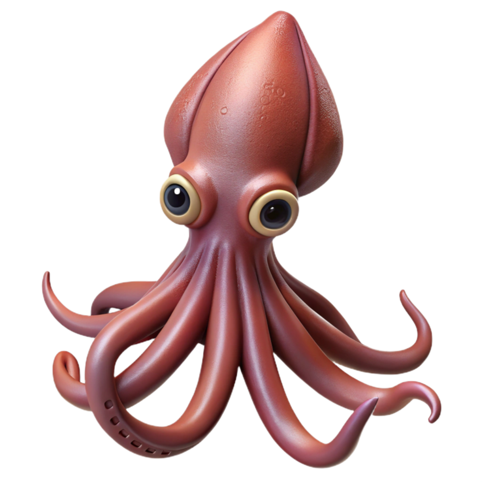 magnificent classic Realistic Squid Cutout Isolated detailed png