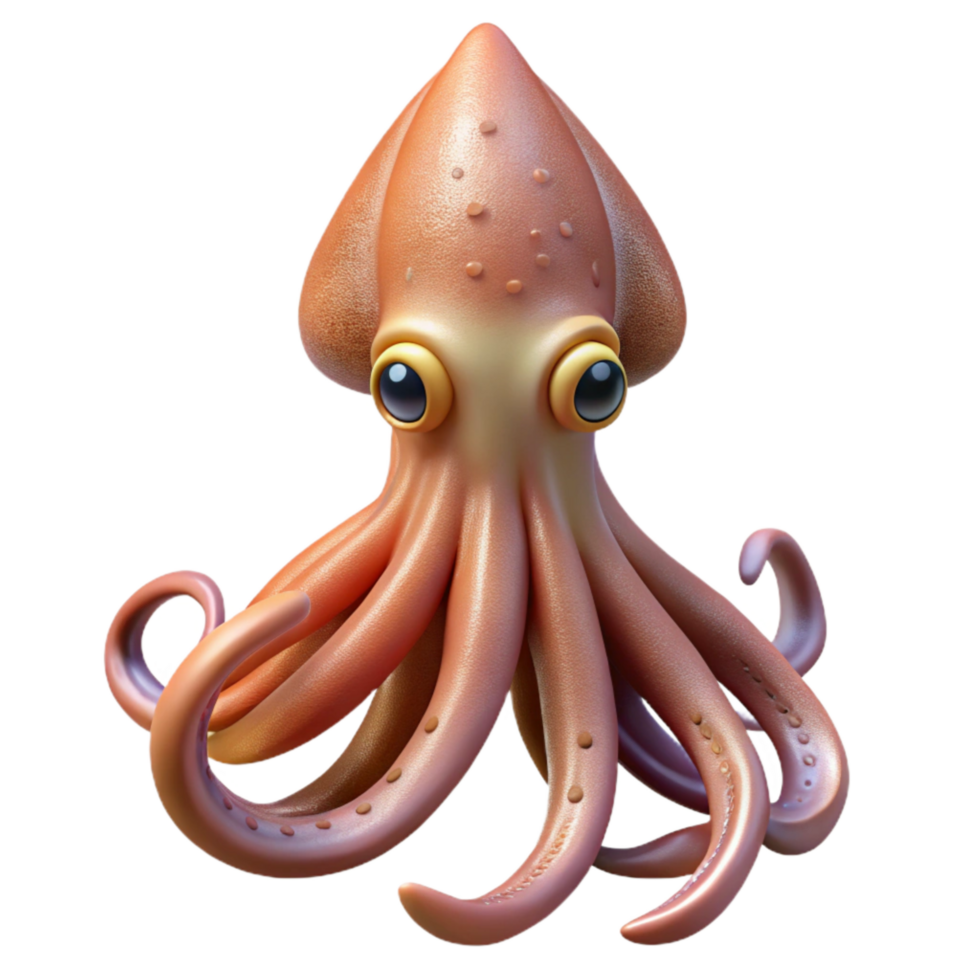 dramatic traditional Realistic Squid Cutout Isolated high resolution png