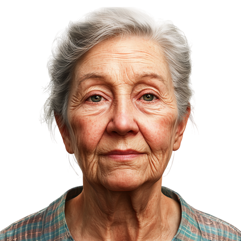 Elderly woman wise eyes a gentle expression png