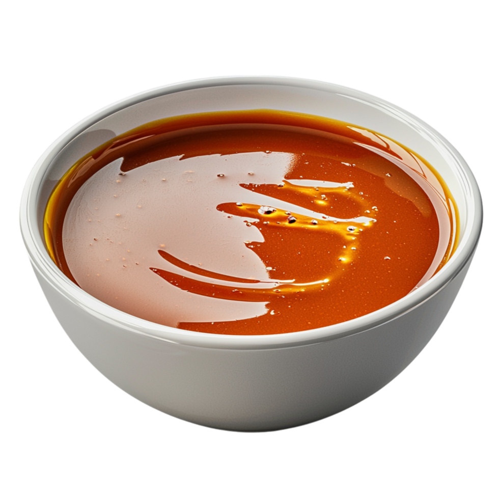 Bowl of thick glossy caramel sauce a texture png